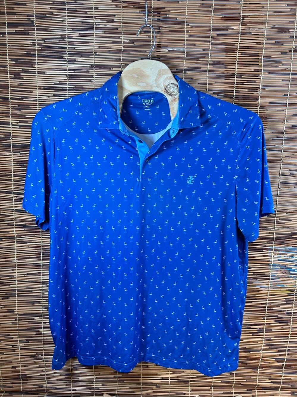 Izod XXL Flamingo Golf Polo Shirt Blue Men's Shirt